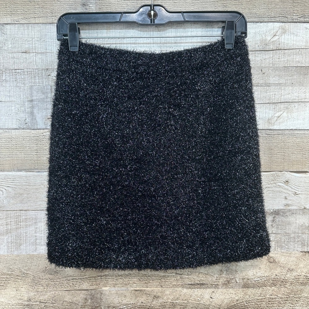 Kate Spade New York Skirt the‎ Rules Black Silver Tinsel Metallic Mini Skirt 2